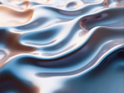 Abstract Liquid Metal Surface With Soft Wavy Reflections