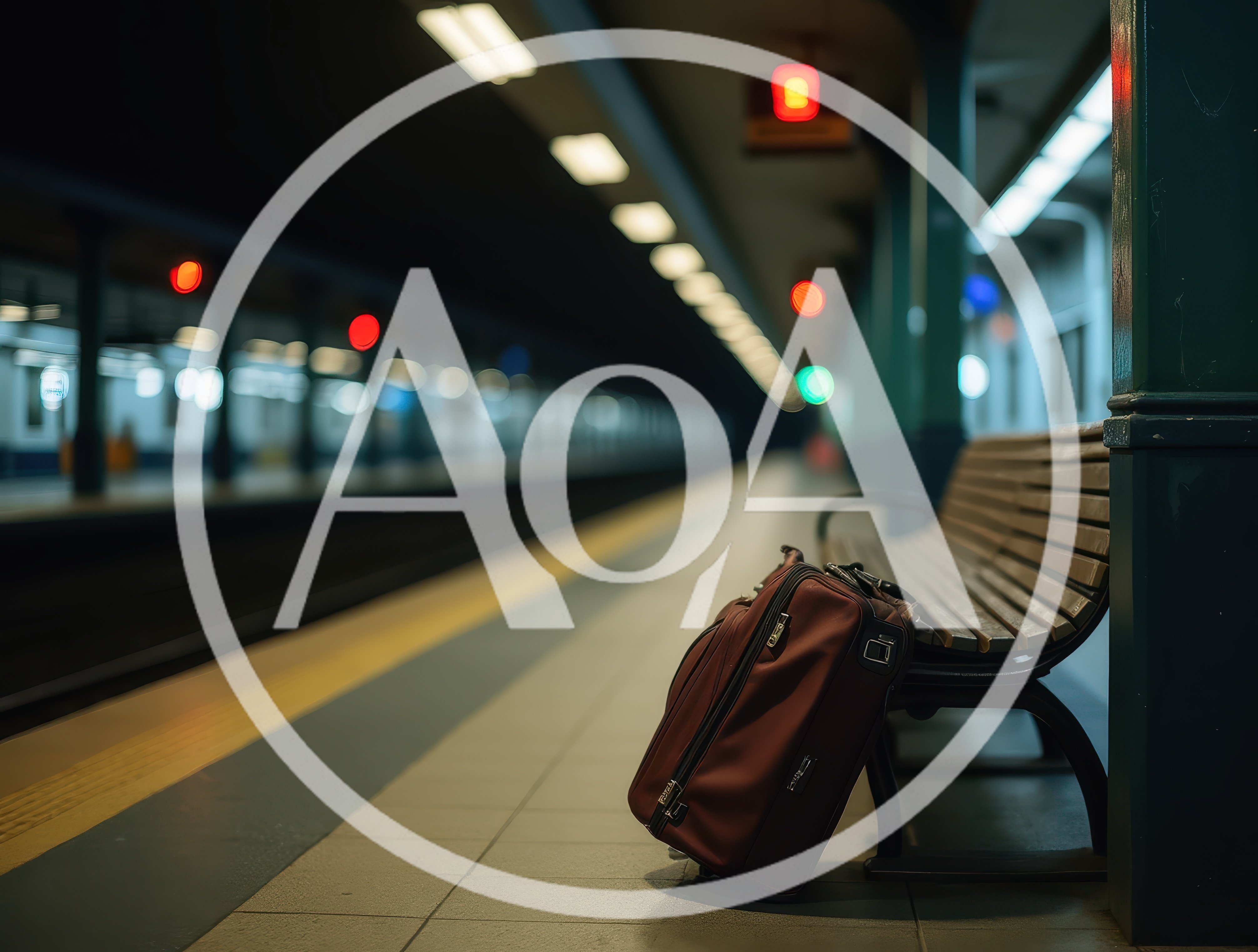 Brown Suitcase Left Alone On Subway Platform Bench