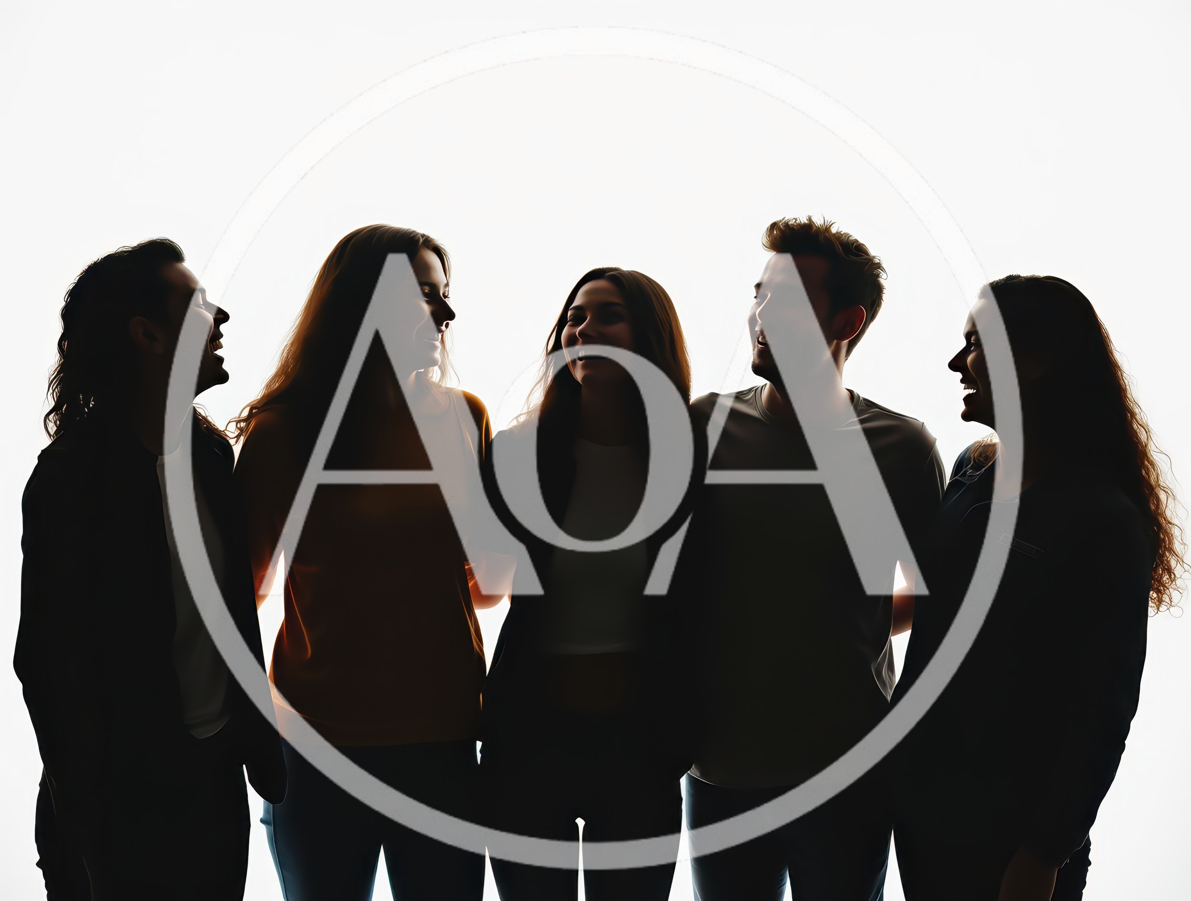 Group Of Friends Laughing In Silhouette