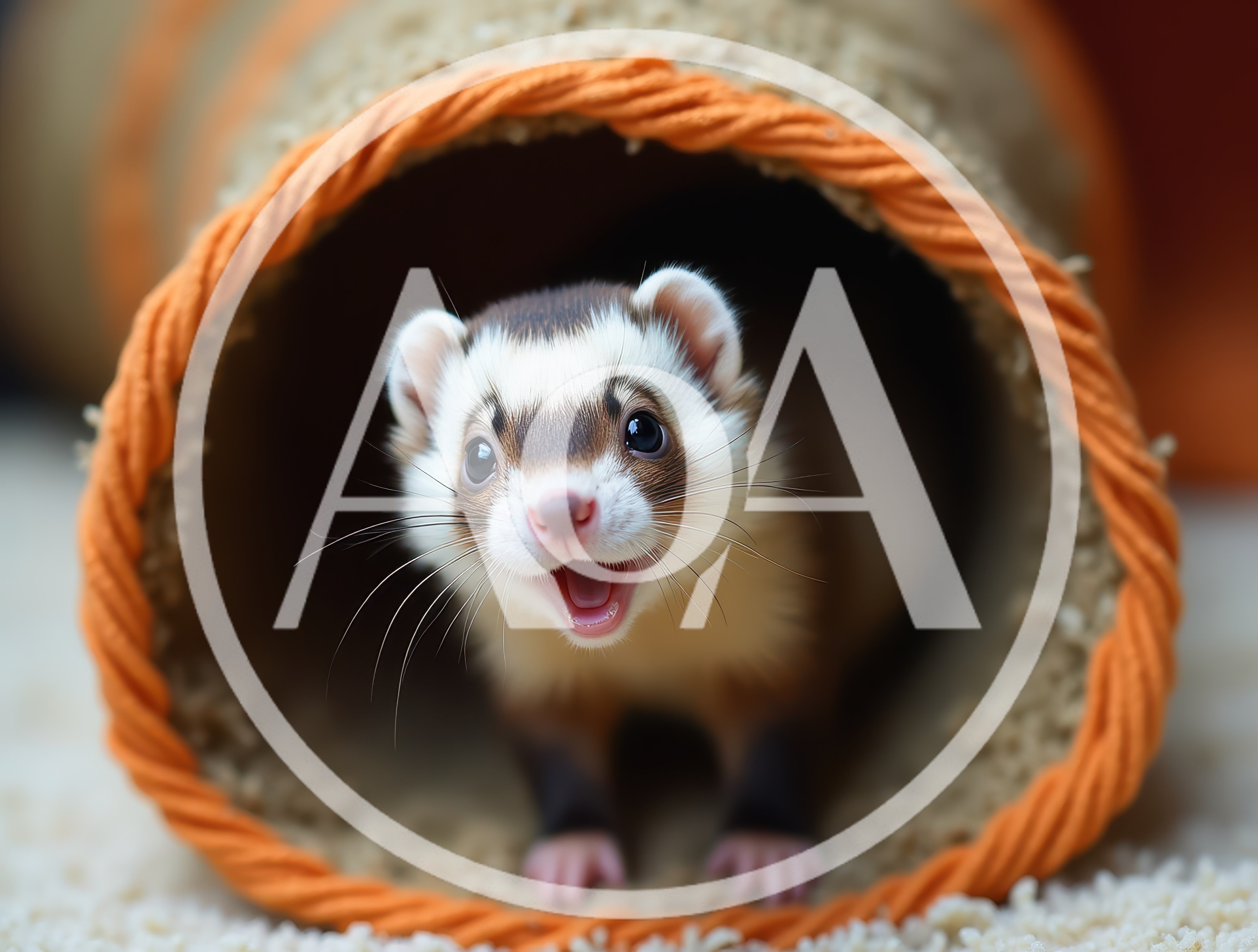 Happy Ferret Peeking Out From A Play Tunnel