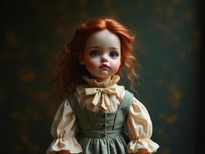 Vintage Style Porcelain Doll With Red Hair