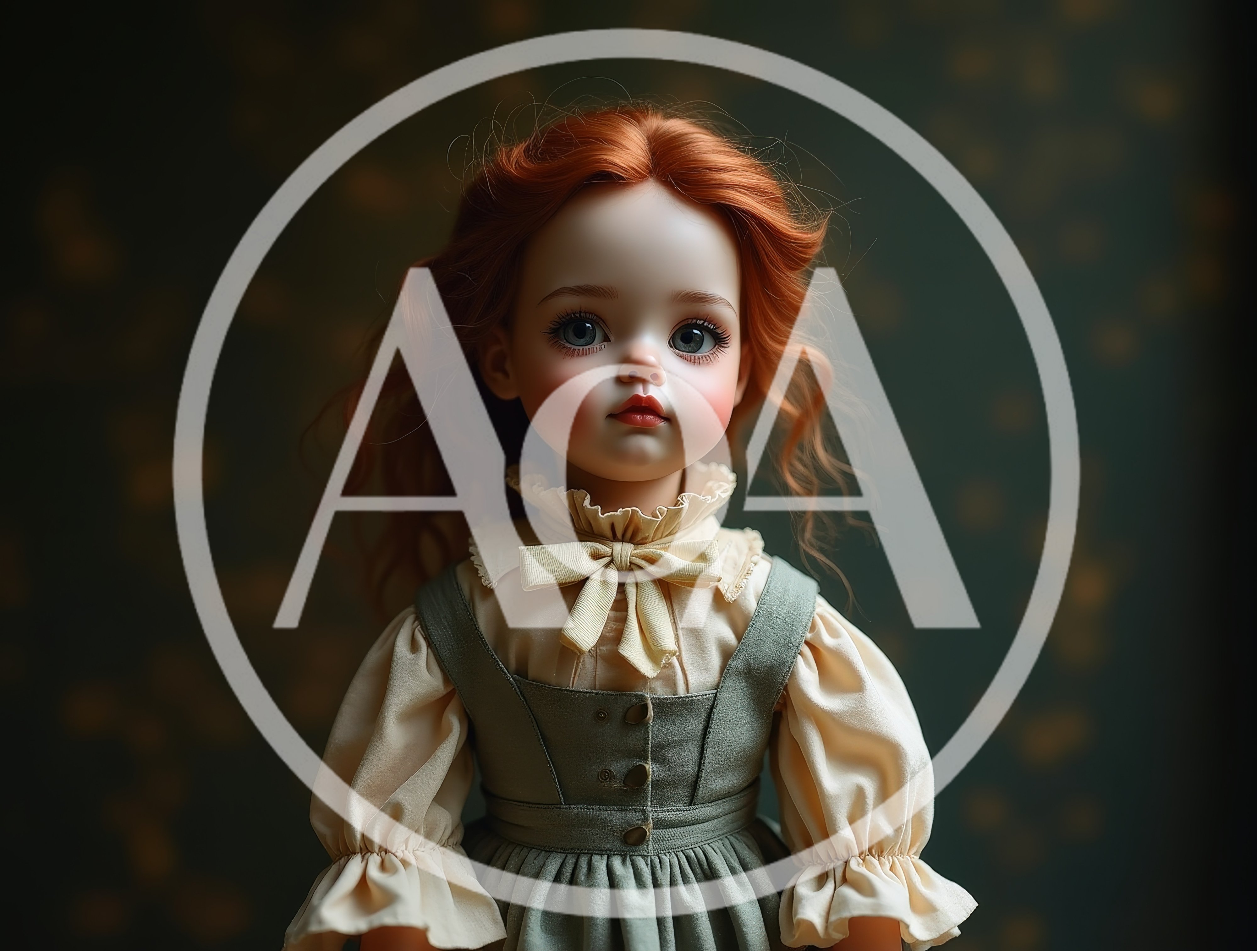 Vintage Style Porcelain Doll With Red Hair
