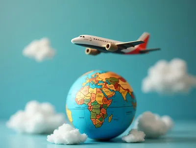Toy Airplane Flying Over A Miniature Globe