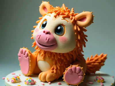 Cute Orange Furry Monster Figurine