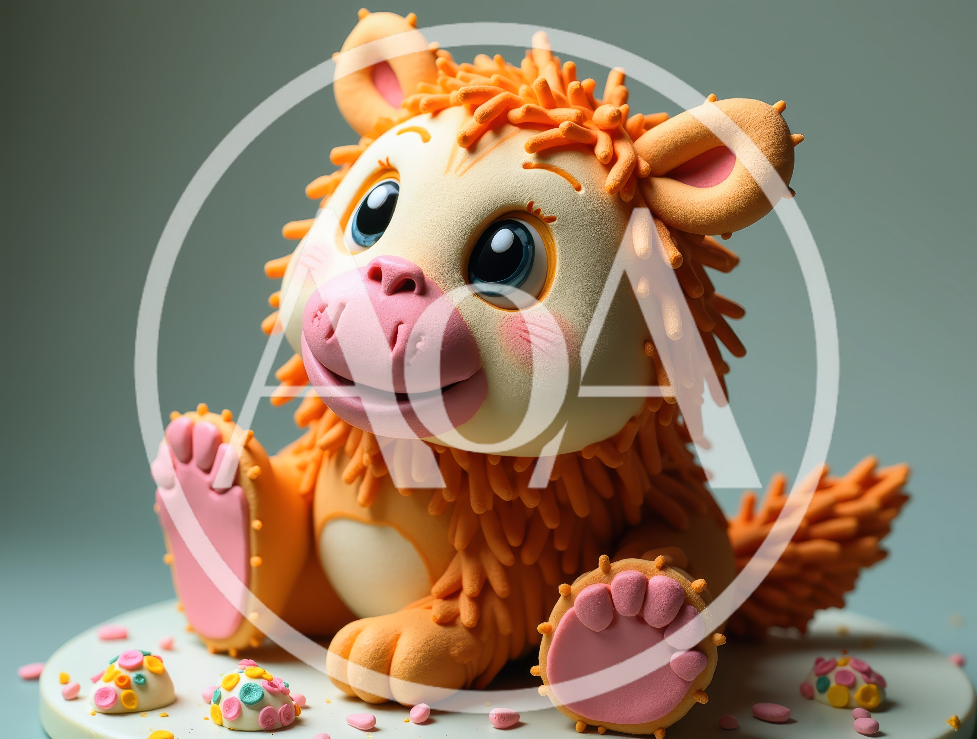 Cute Orange Furry Monster Figurine