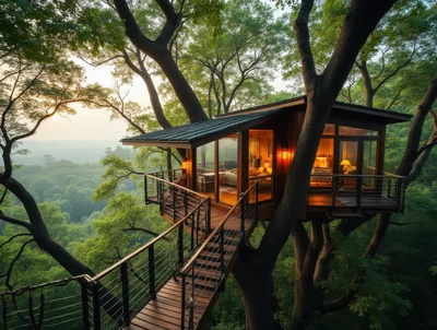 Modern Luxury Treehouse Cabin In Lush Forest