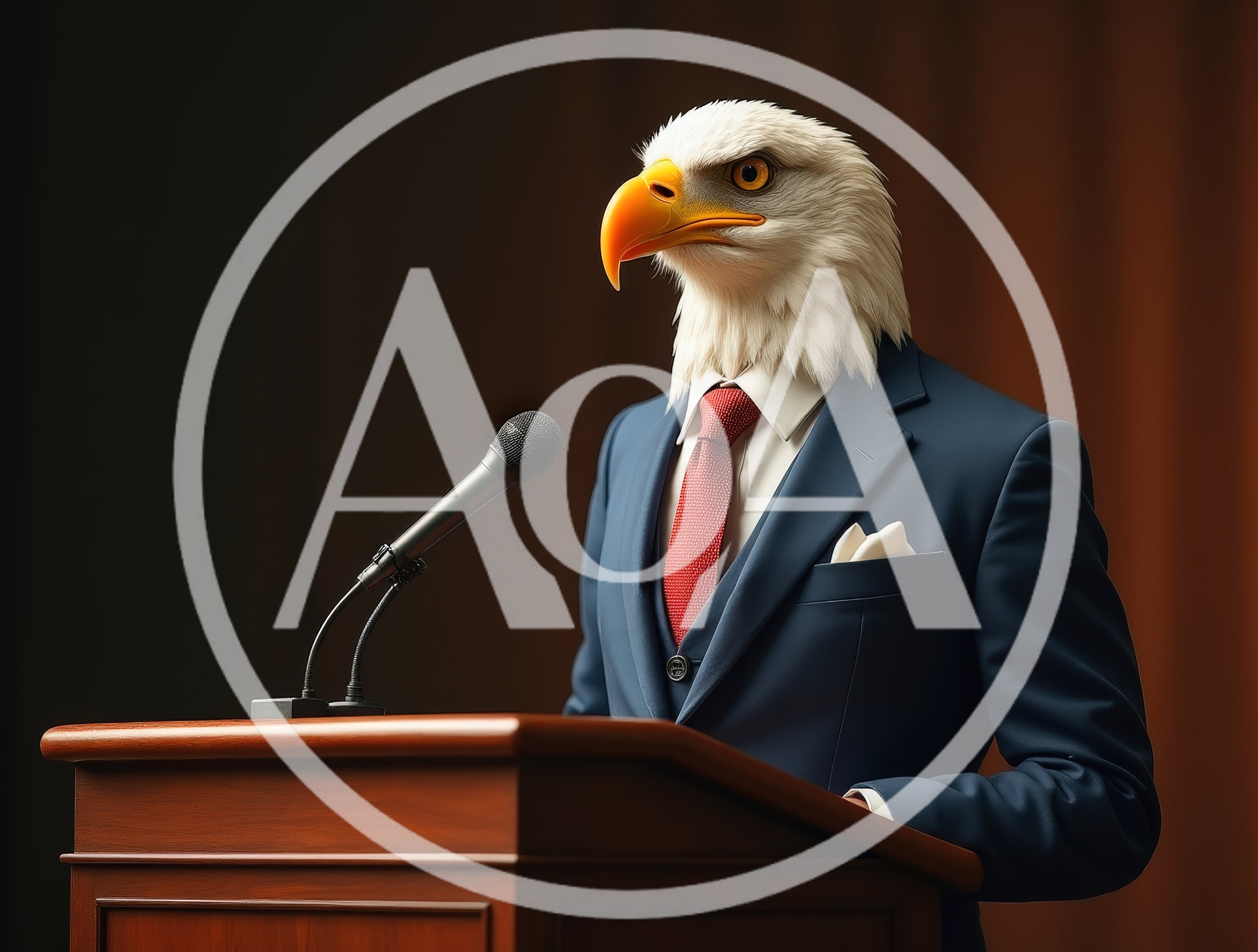 Bald Eagle Politician Speaking at a Podium