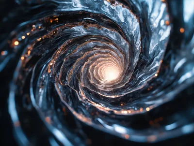 Abstract Swirling Liquid Vortex With Glowing Light Core