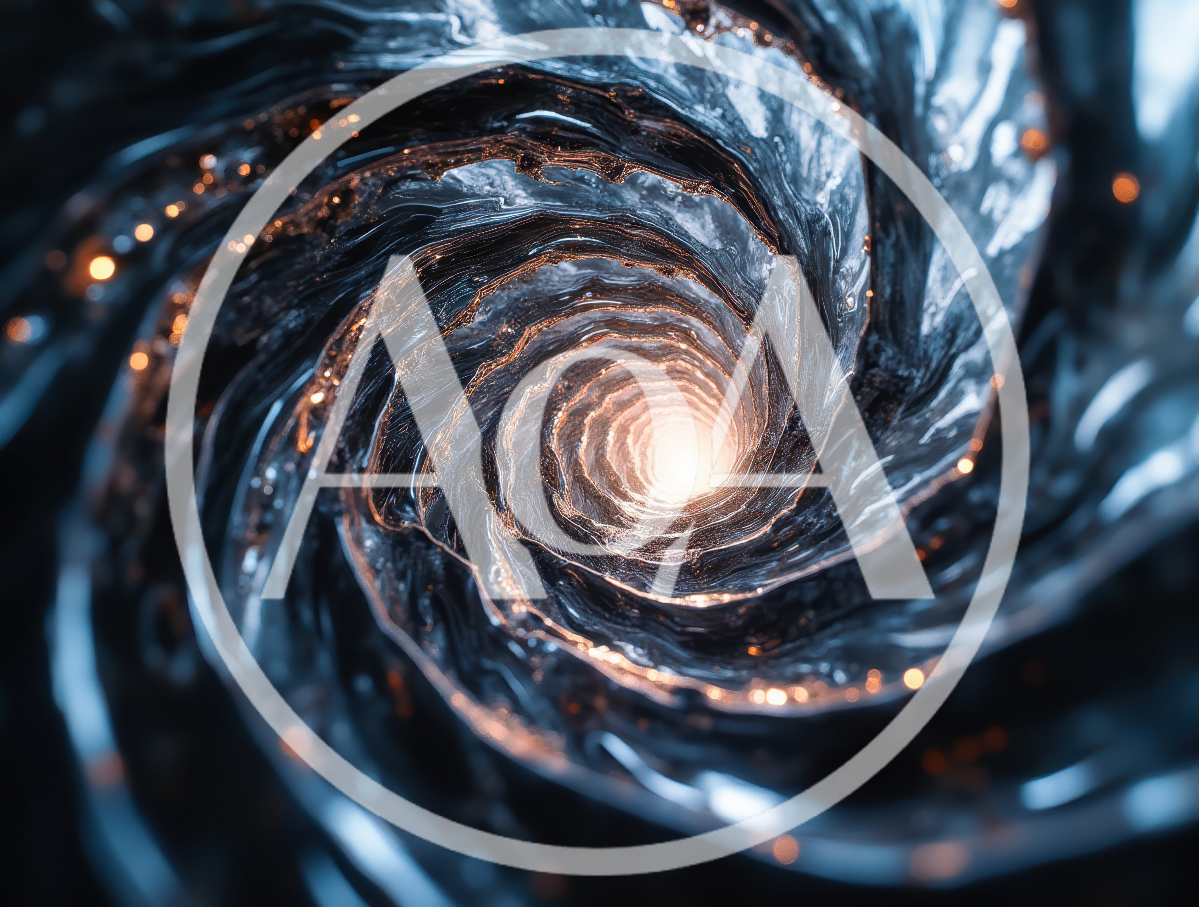 Abstract Swirling Liquid Vortex With Glowing Light Core