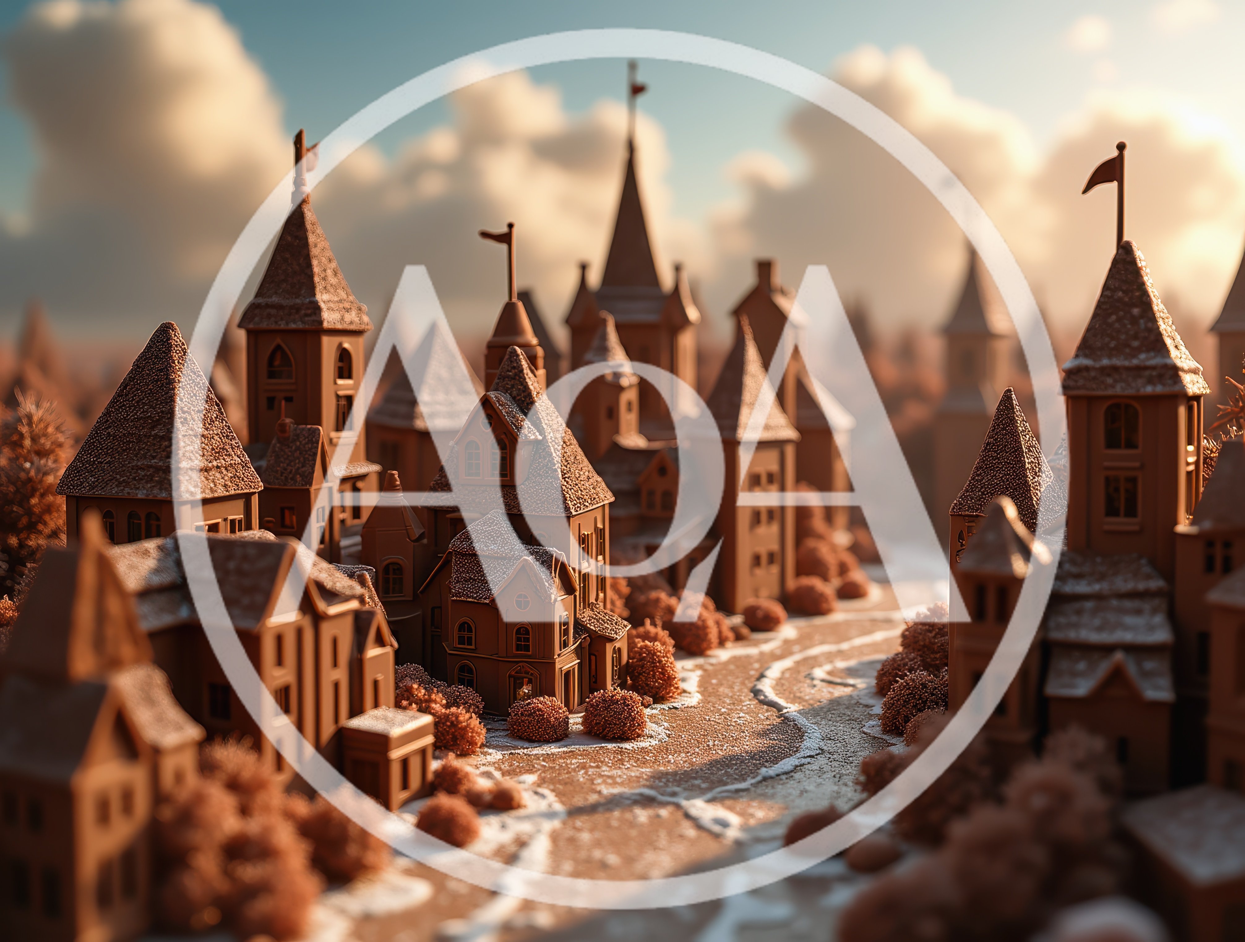 Miniature Chocolate Village With Snowy Landscape