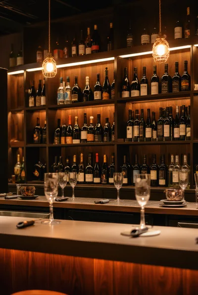 Elegant Wine Bar Interior With Illuminated Shelves
