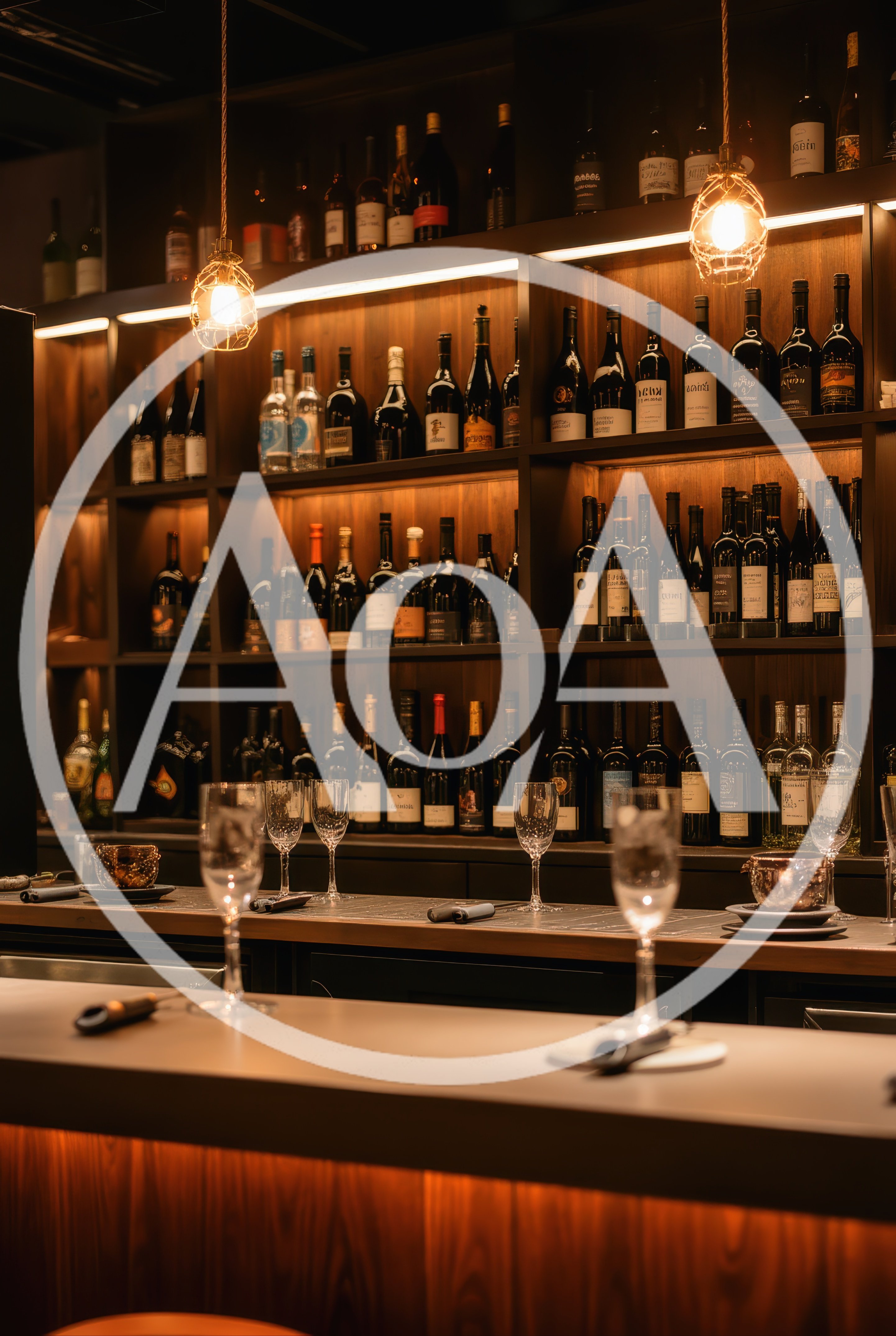 Elegant Wine Bar Interior With Illuminated Shelves