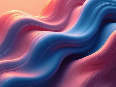 Abstract Fluid Waves With Pink And Blue Gradients