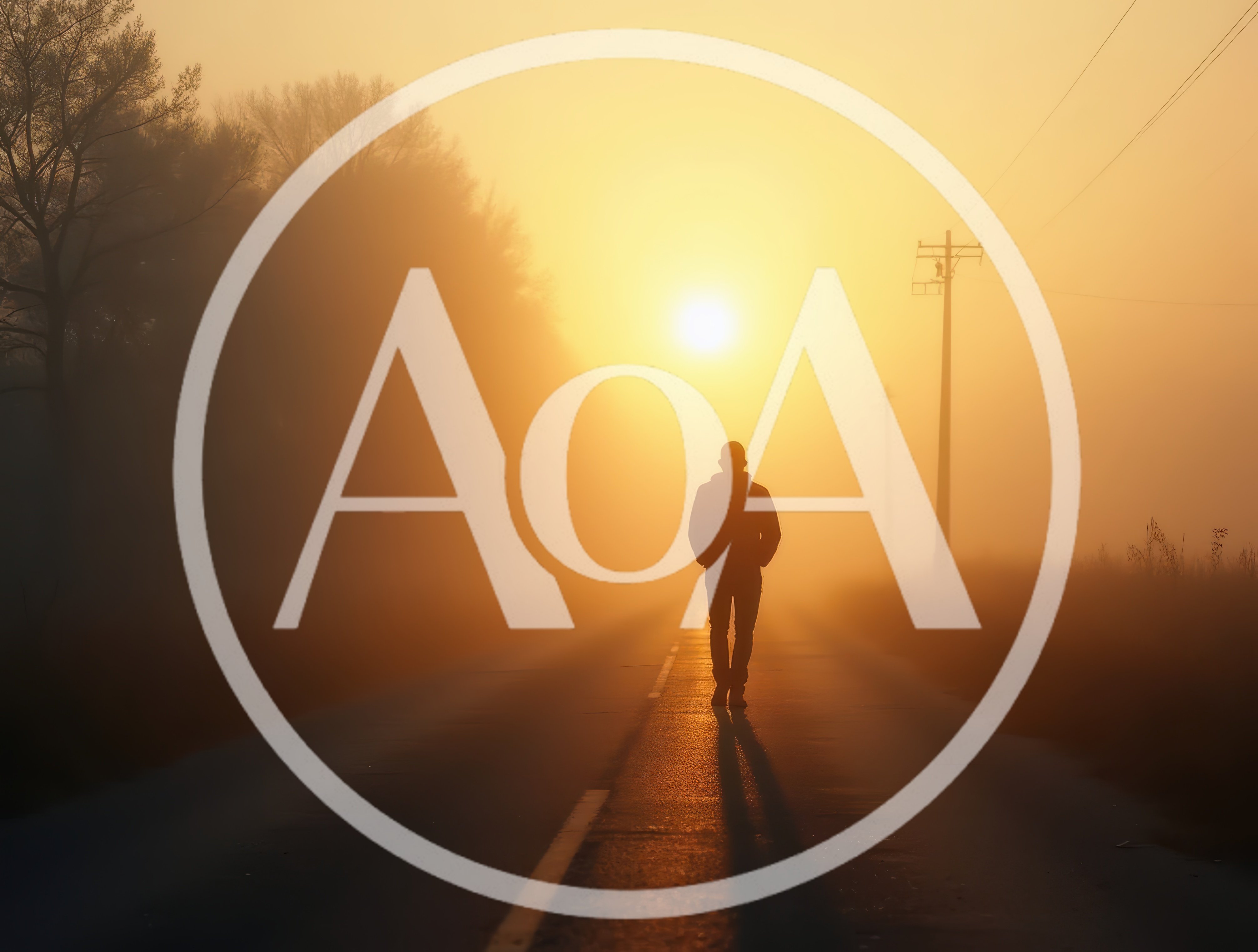 Silhouette Of A Man Walking Down A Foggy Road