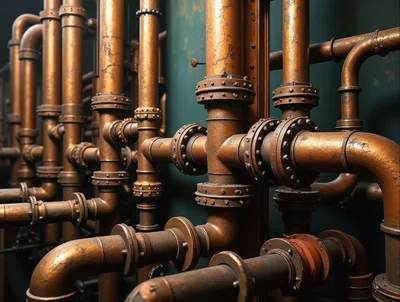 Industrial Copper Piping System With Flanged Connections