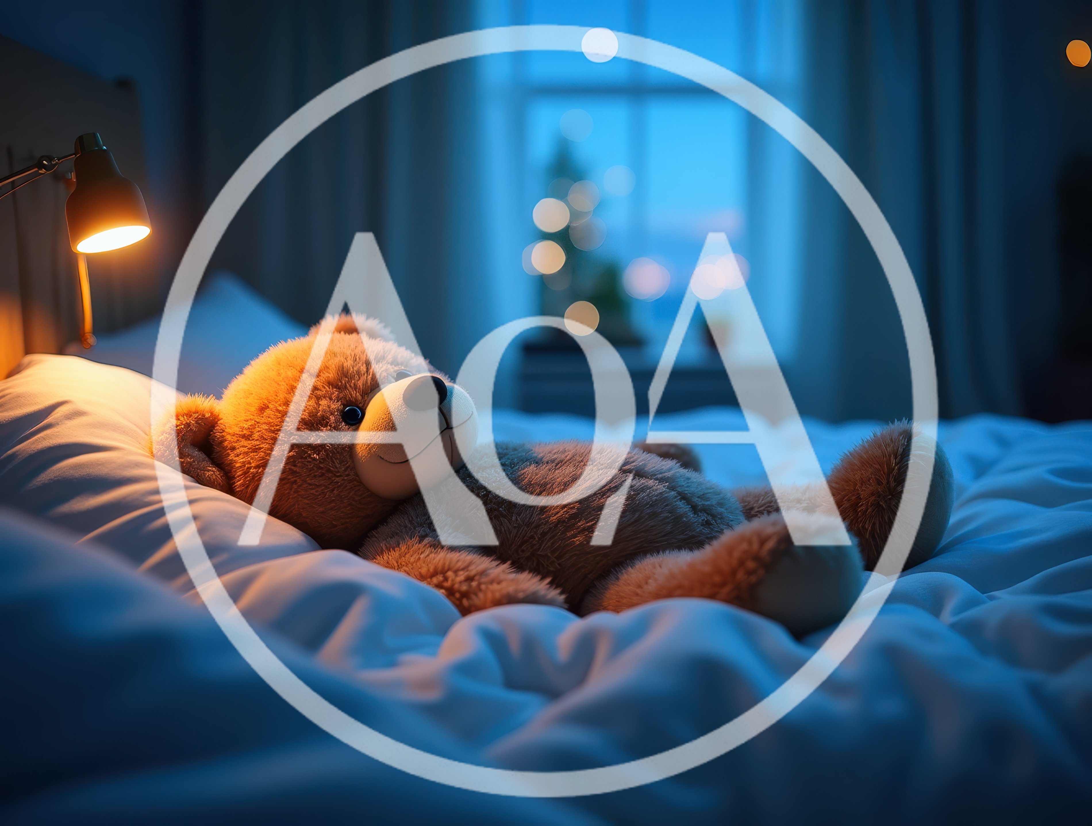 Teddy Bear Resting On A Bed At Night