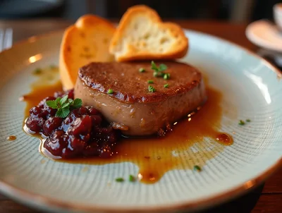 Gourmet Seared Steak With Berry Compote And Toast