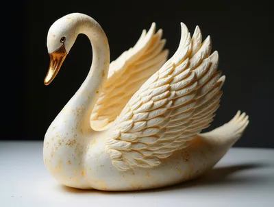 Elegant White Swan Sculpture With Gold Accents