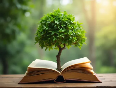 Small Tree Growing Out Of An Open Book