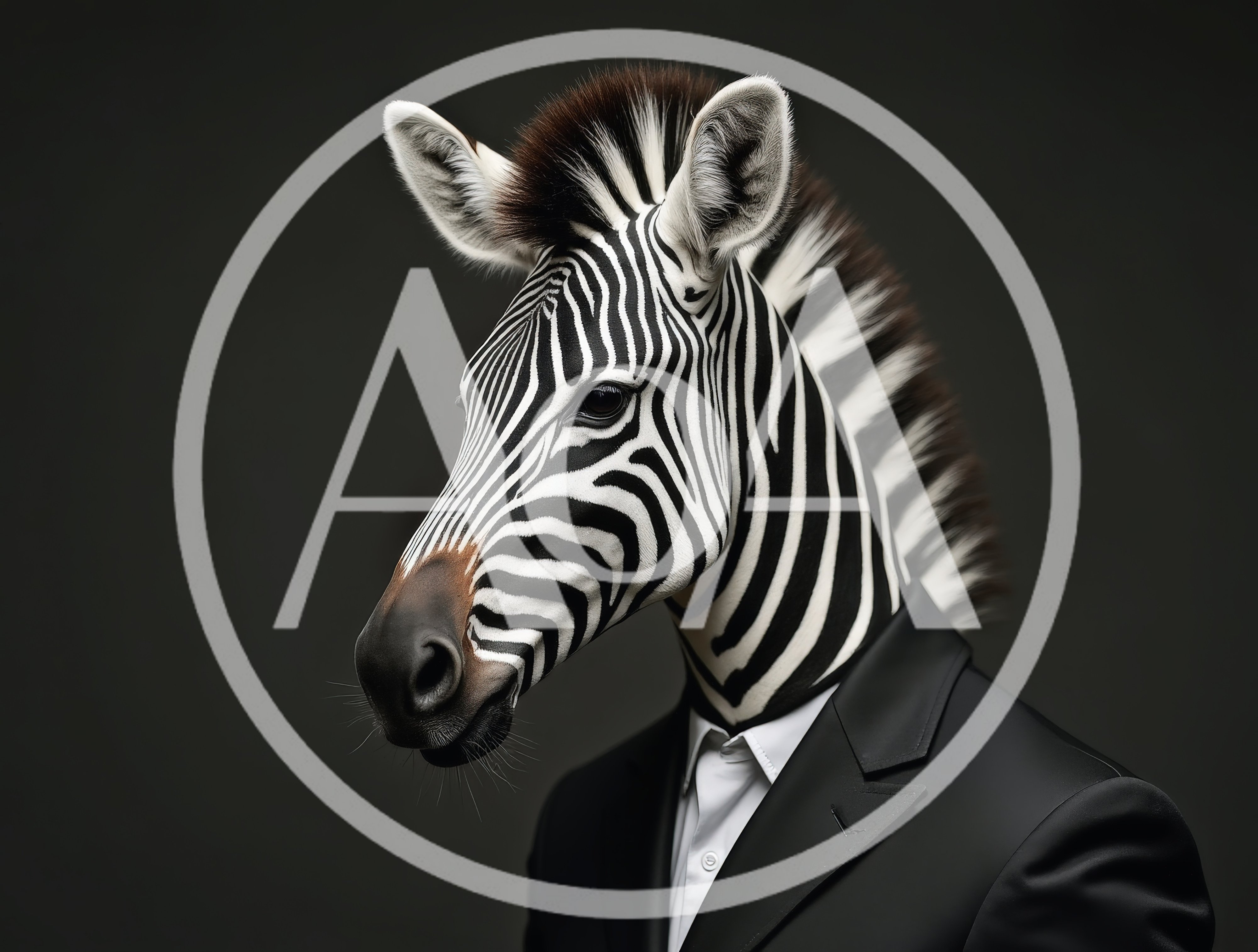 Zebra Head In A Formal Black Suit