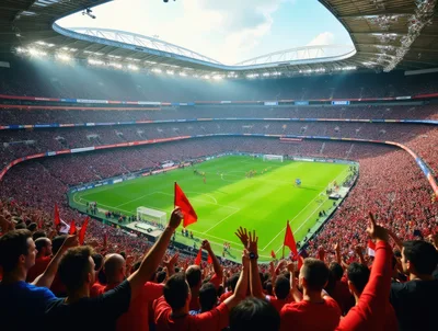 Crowded Football Stadium During A Professional Match