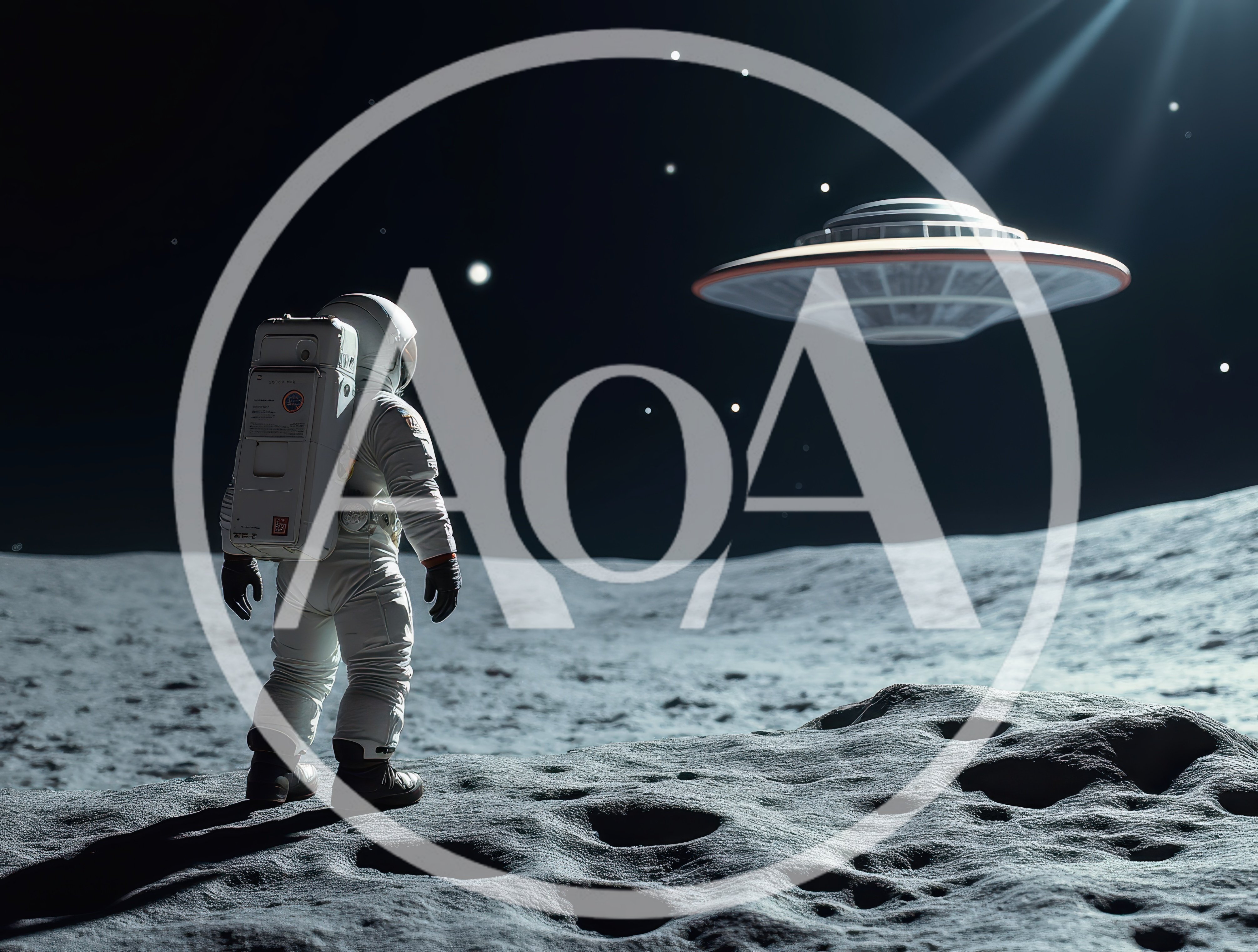 Astronaut Encountering A Flying Saucer On The Moon