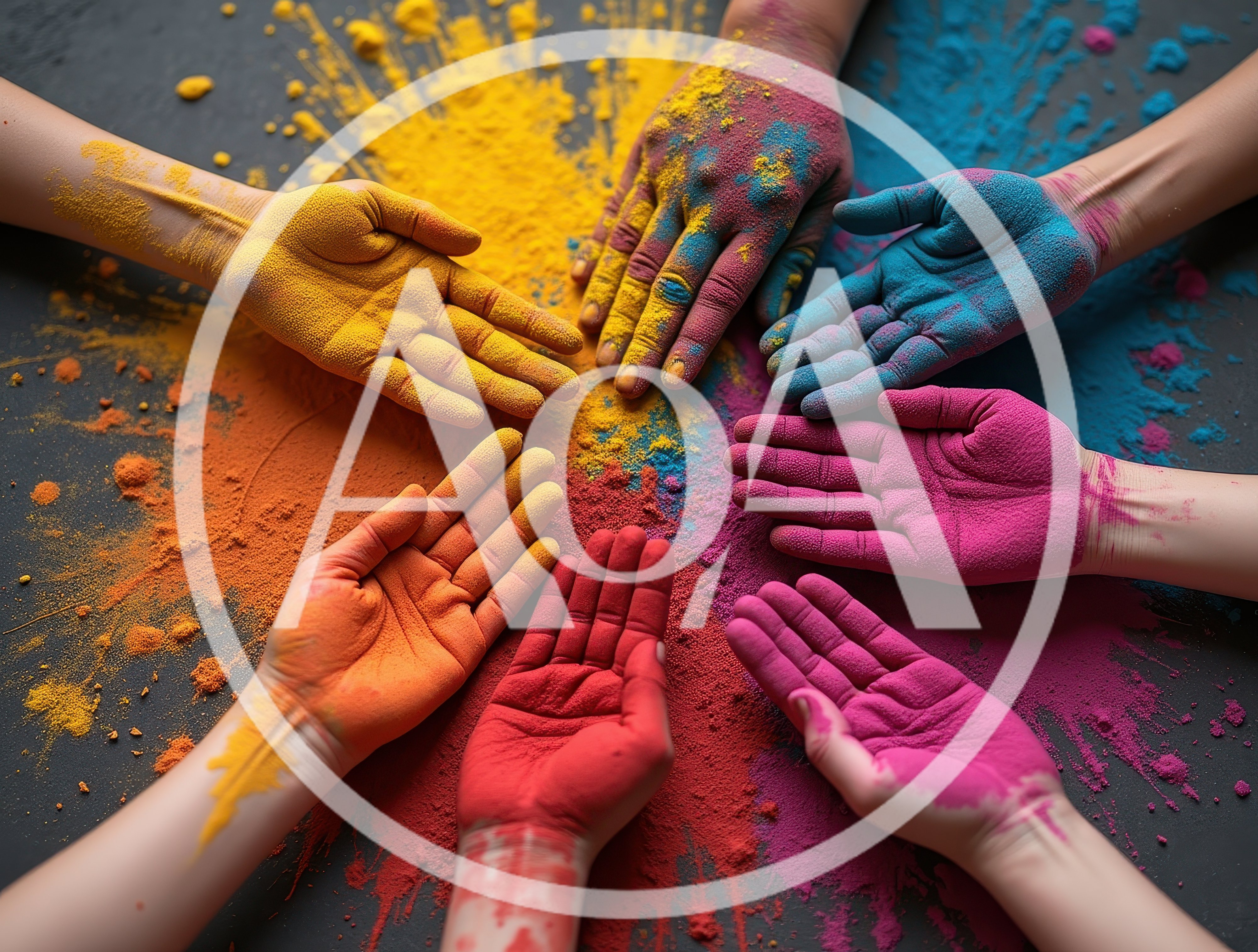 Hands Covered In Colorful Holi Powder