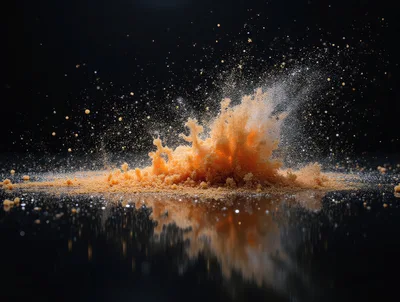 Explosion Of Fine Orange Sand Particles