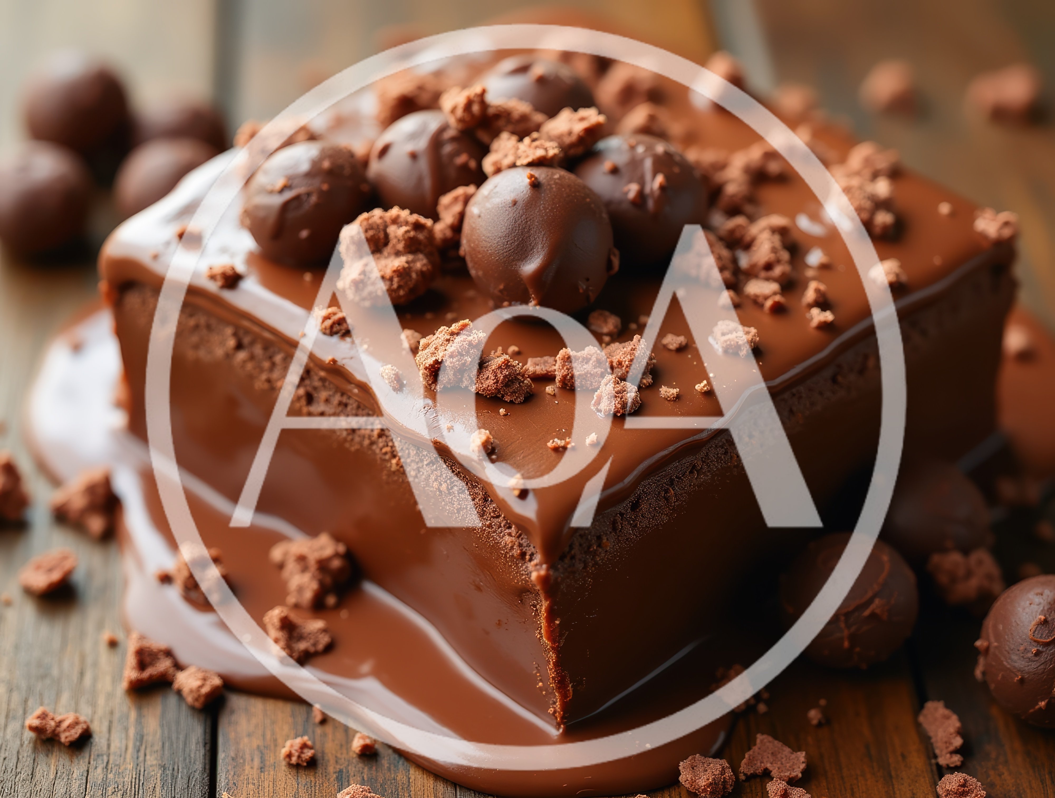 Decadent Chocolate Brownie Square With Ganache And Truffles