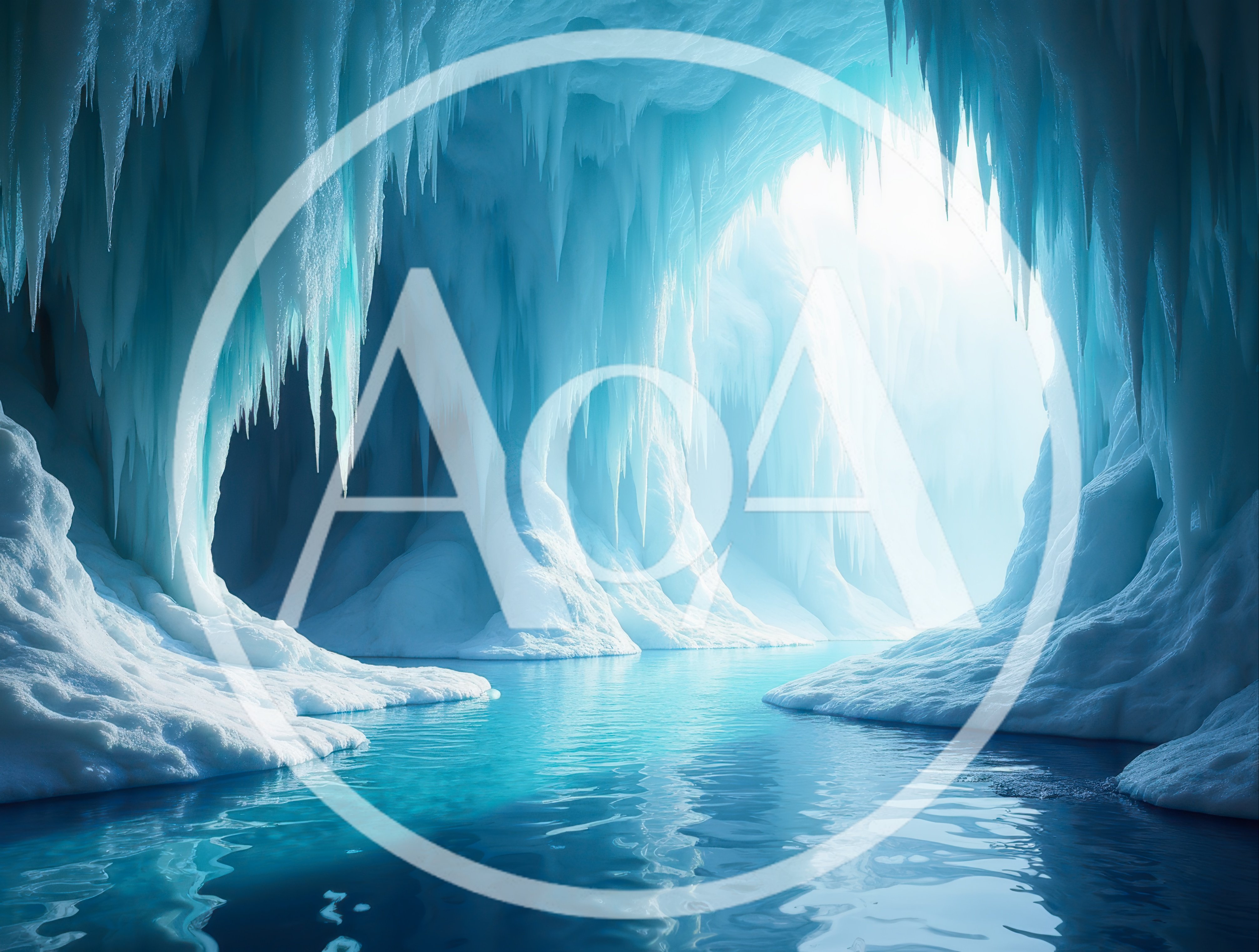 Majestic Ice Cave With Crystal Clear Water