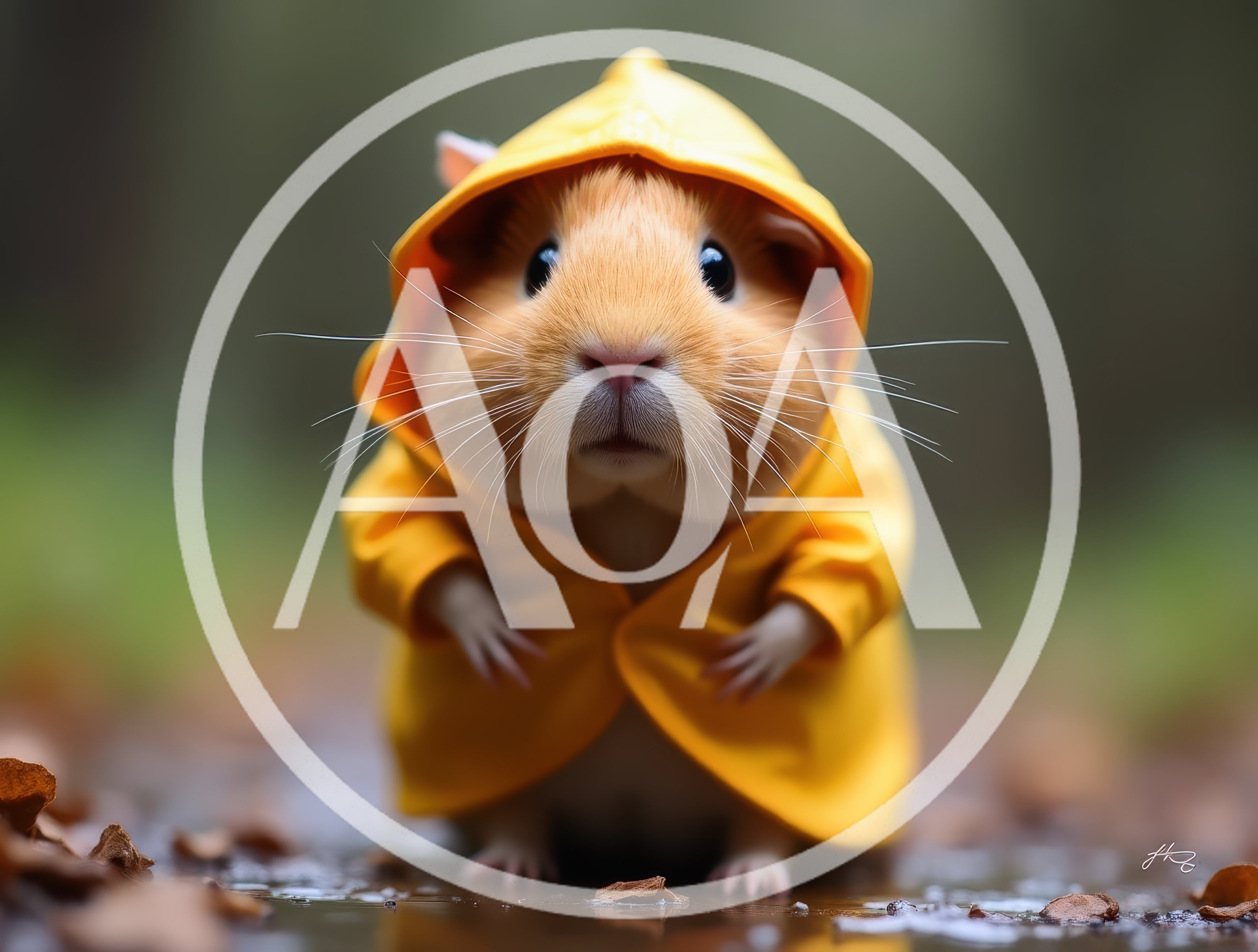 Cute Guinea Pig Wearing A Yellow Raincoat