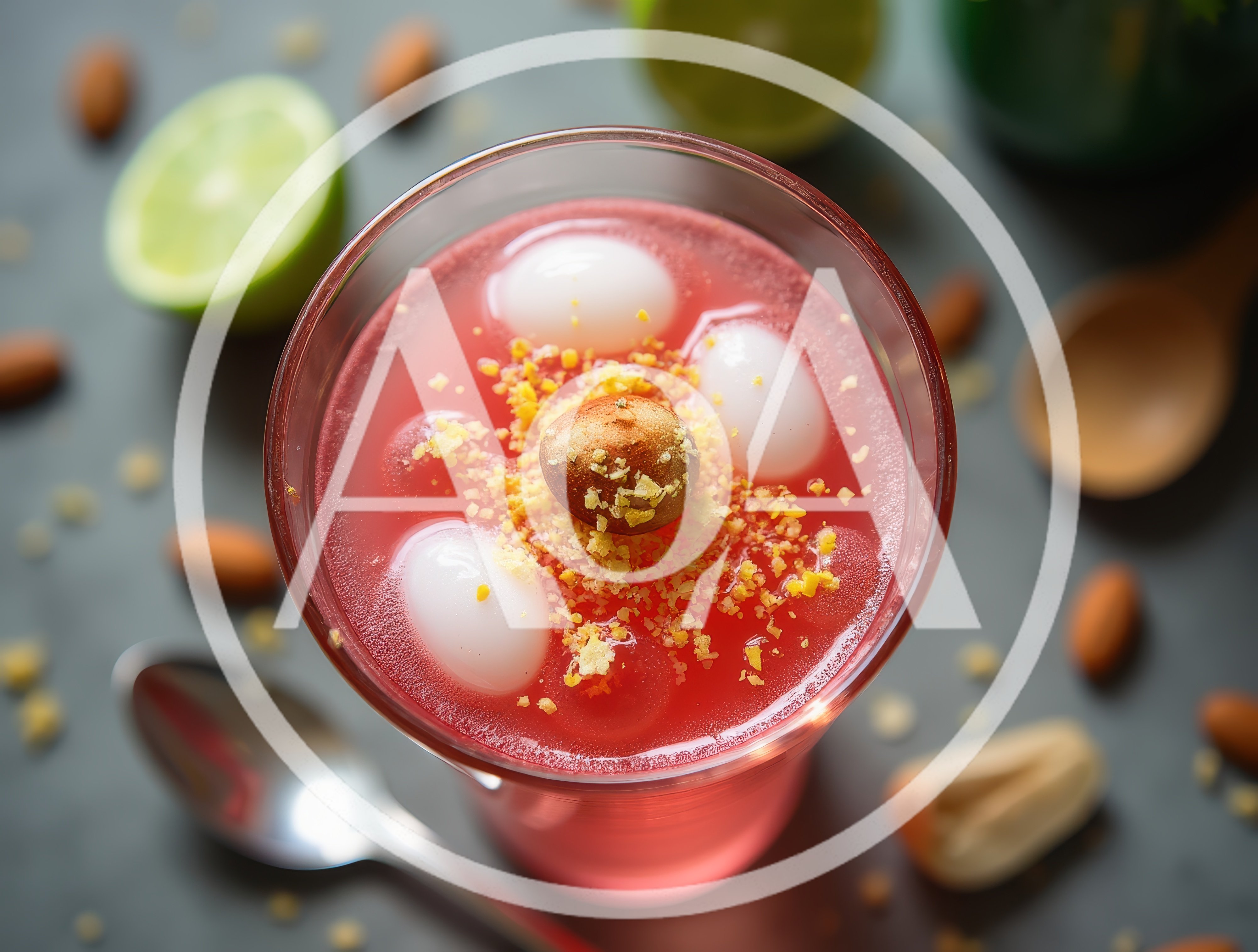 Top Down View Of A Pink Fruit Dessert