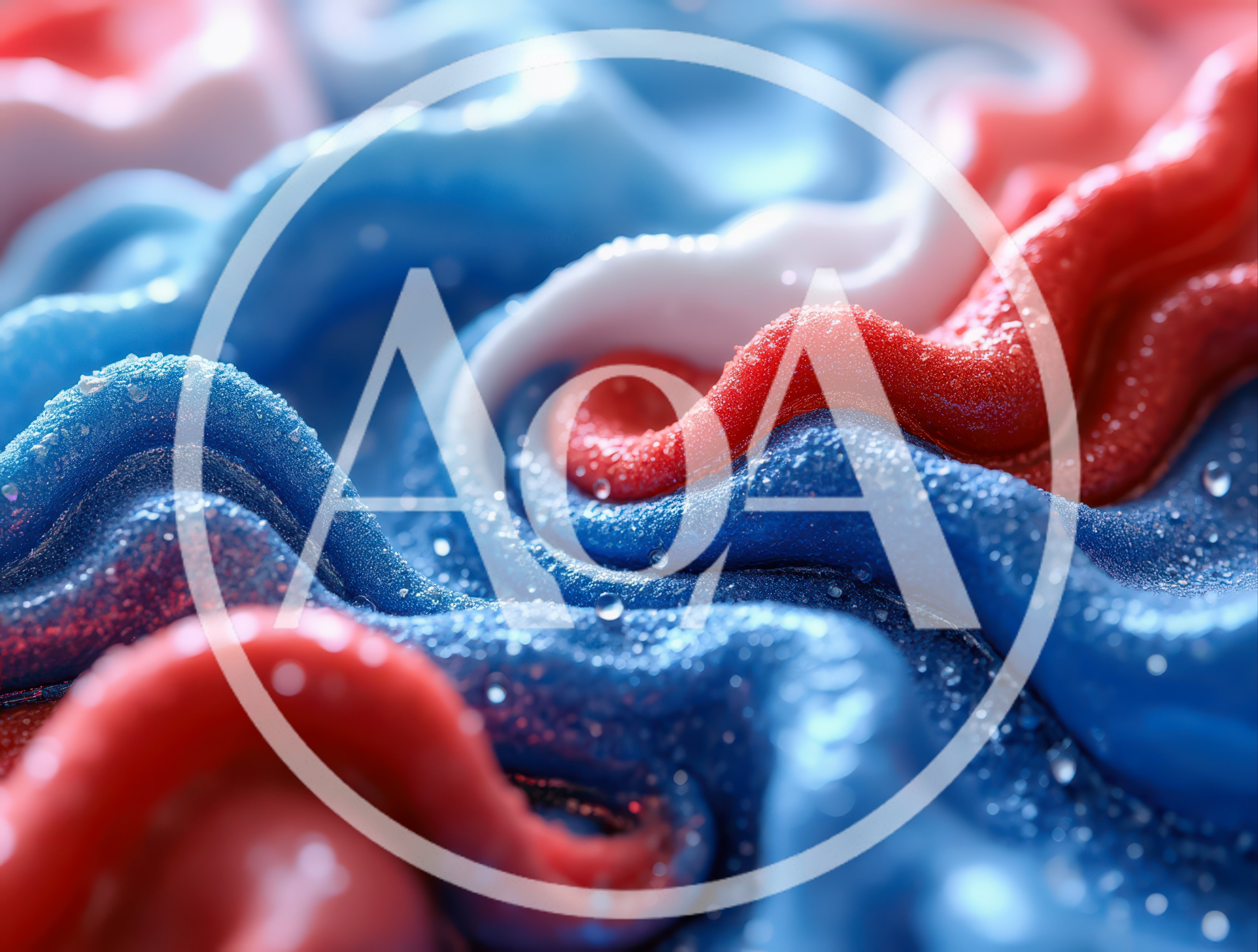 Abstract Swirls of Red White and Blue Toothpaste