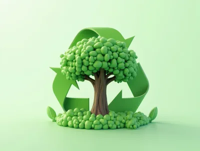 3D Rendered Tree With Green Recycling Symbol