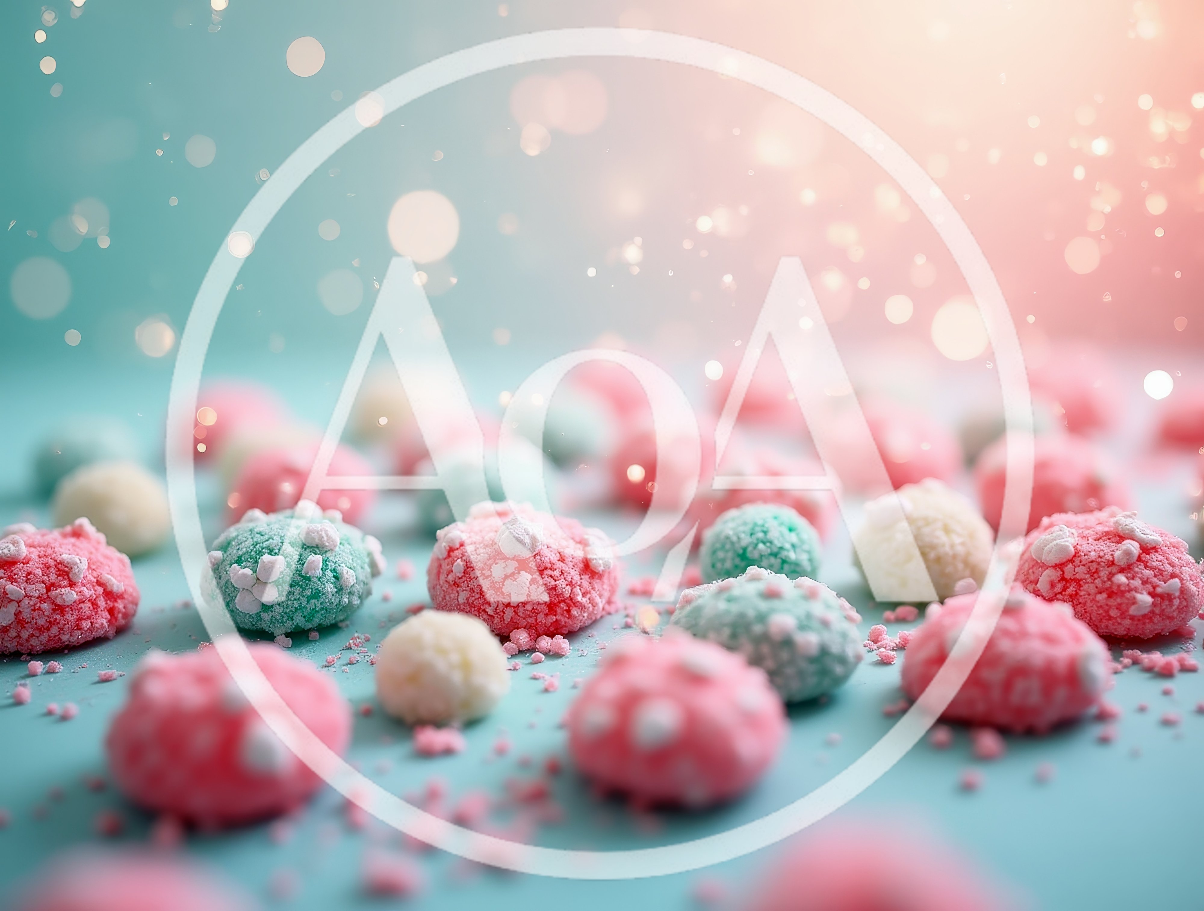 Colorful Sugared Candy Bites on Pastel Background