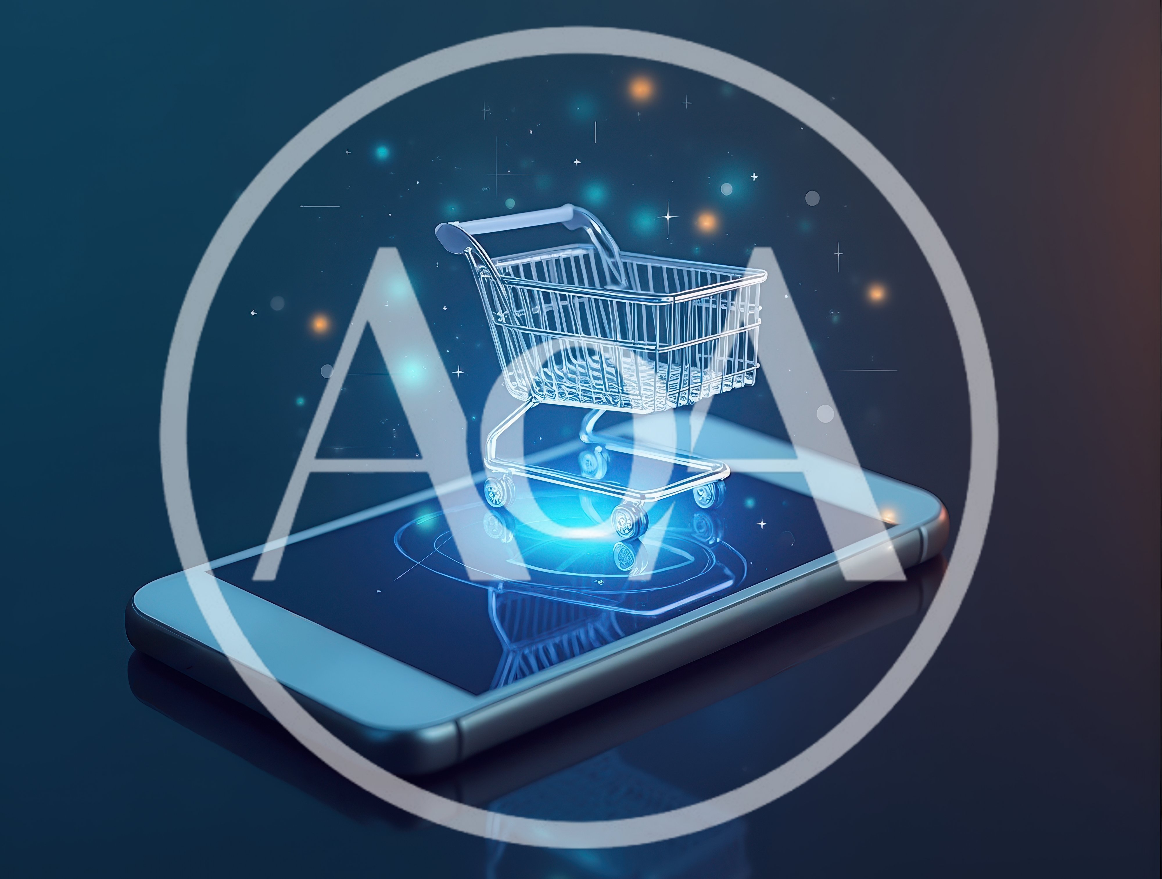 Digital Shopping Cart Floating Above Smartphone Screen