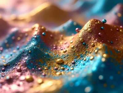 Abstract 3D Render Of Glittering Textured Landscape