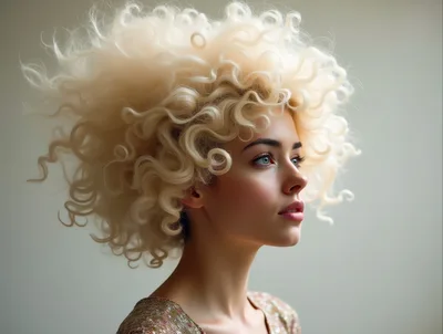 Portrait Of A Young Woman With Curly Blonde Hair