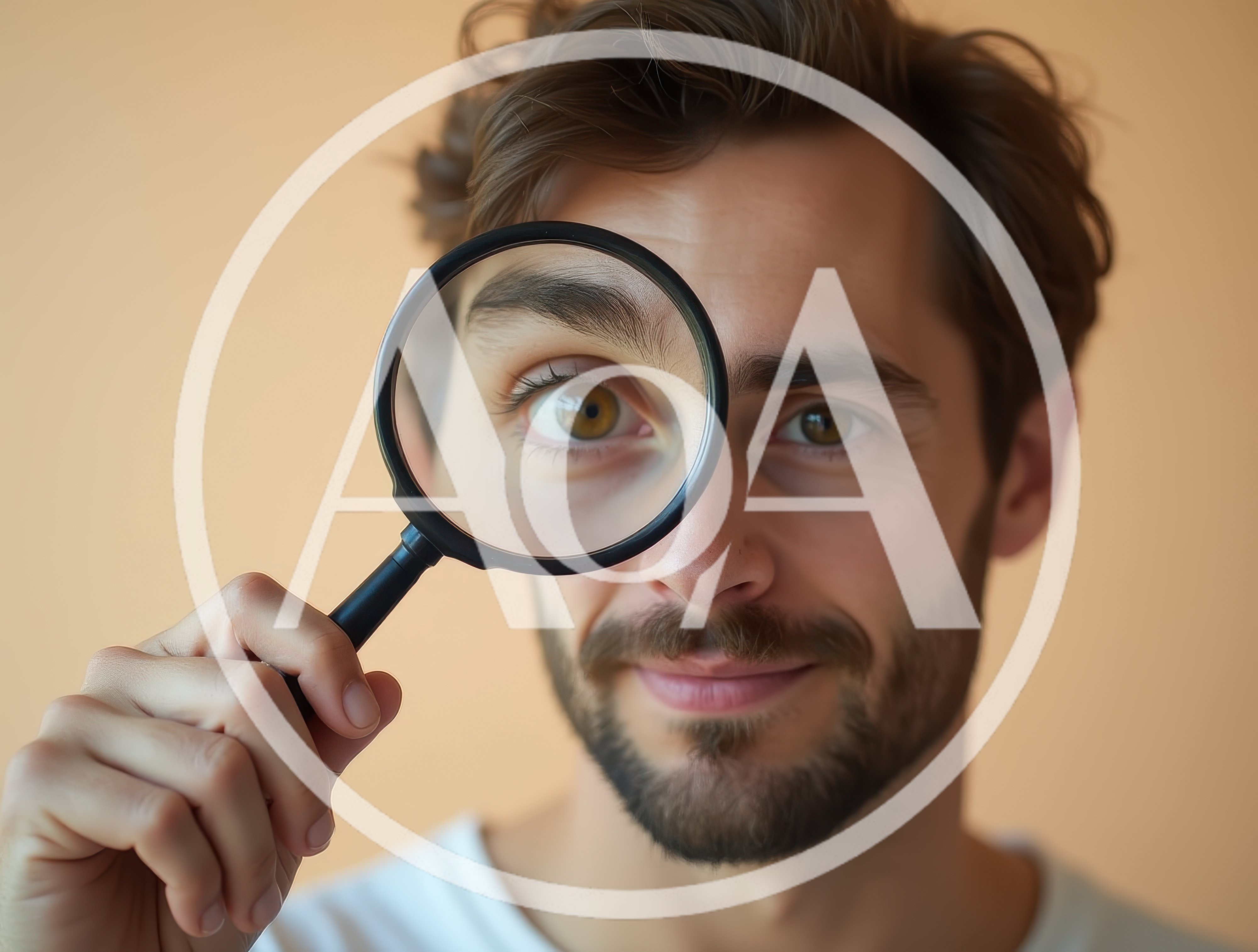 Man Looking Through A Magnifying Glass At Camera