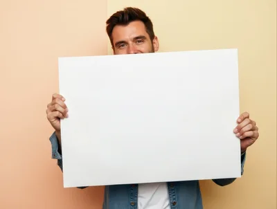 Man Holding Blank White Sign