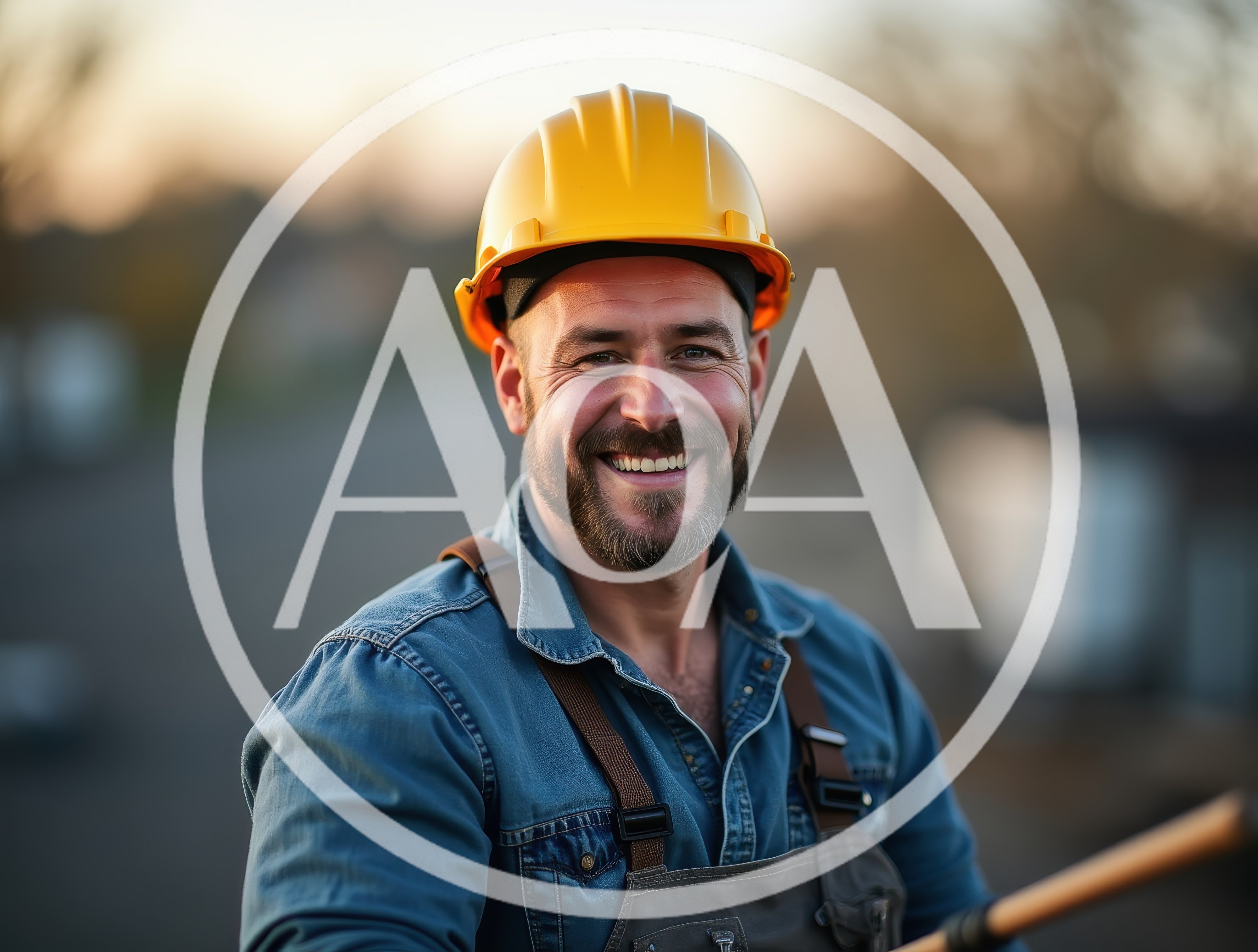 Smiling Construction Worker Wearing Hard Hat Outdoors