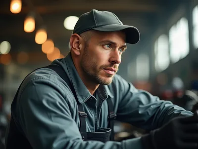 Focused Male Mechanic Working In A Professional Workshop