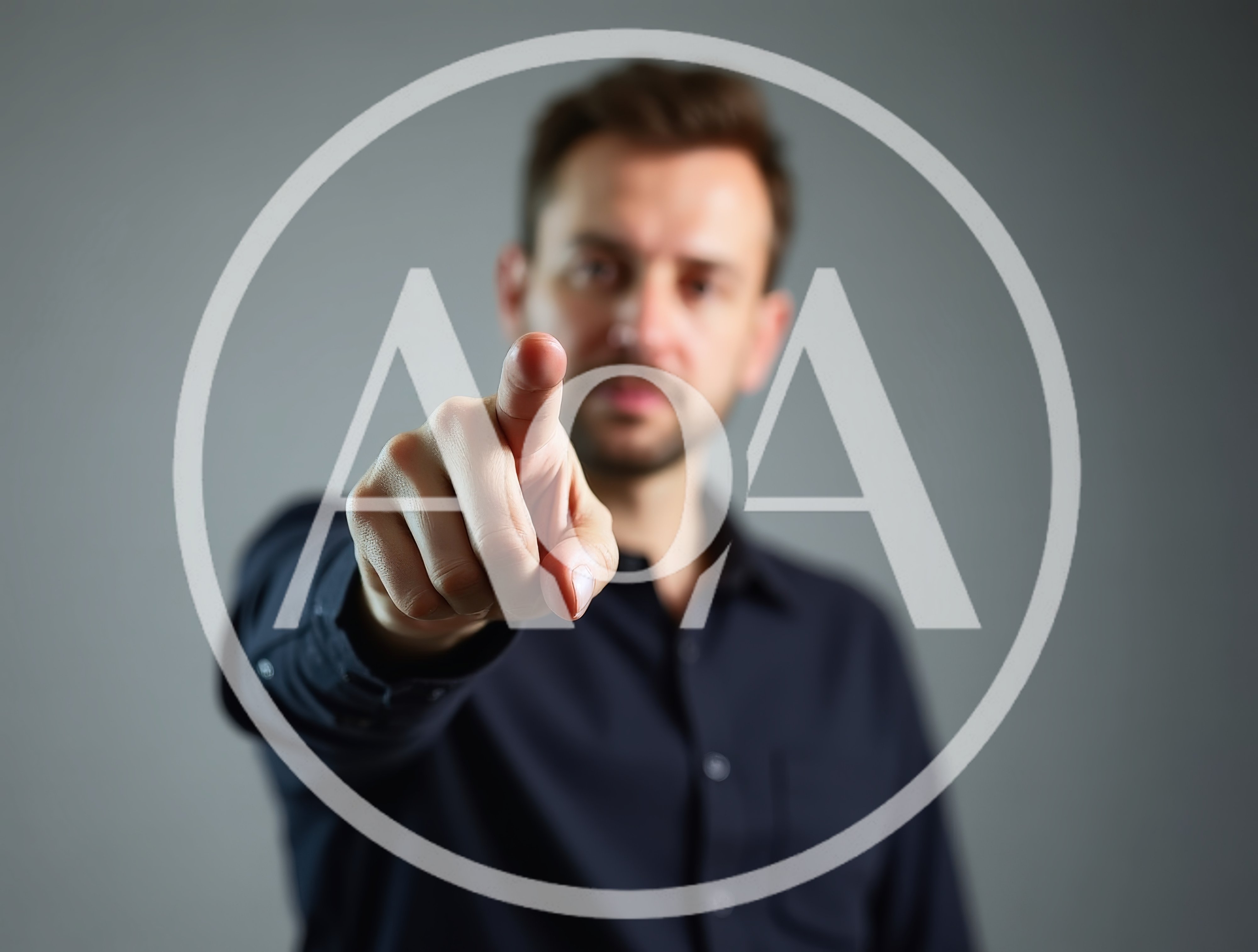 Man Pointing Directly At Camera With Focused Expression