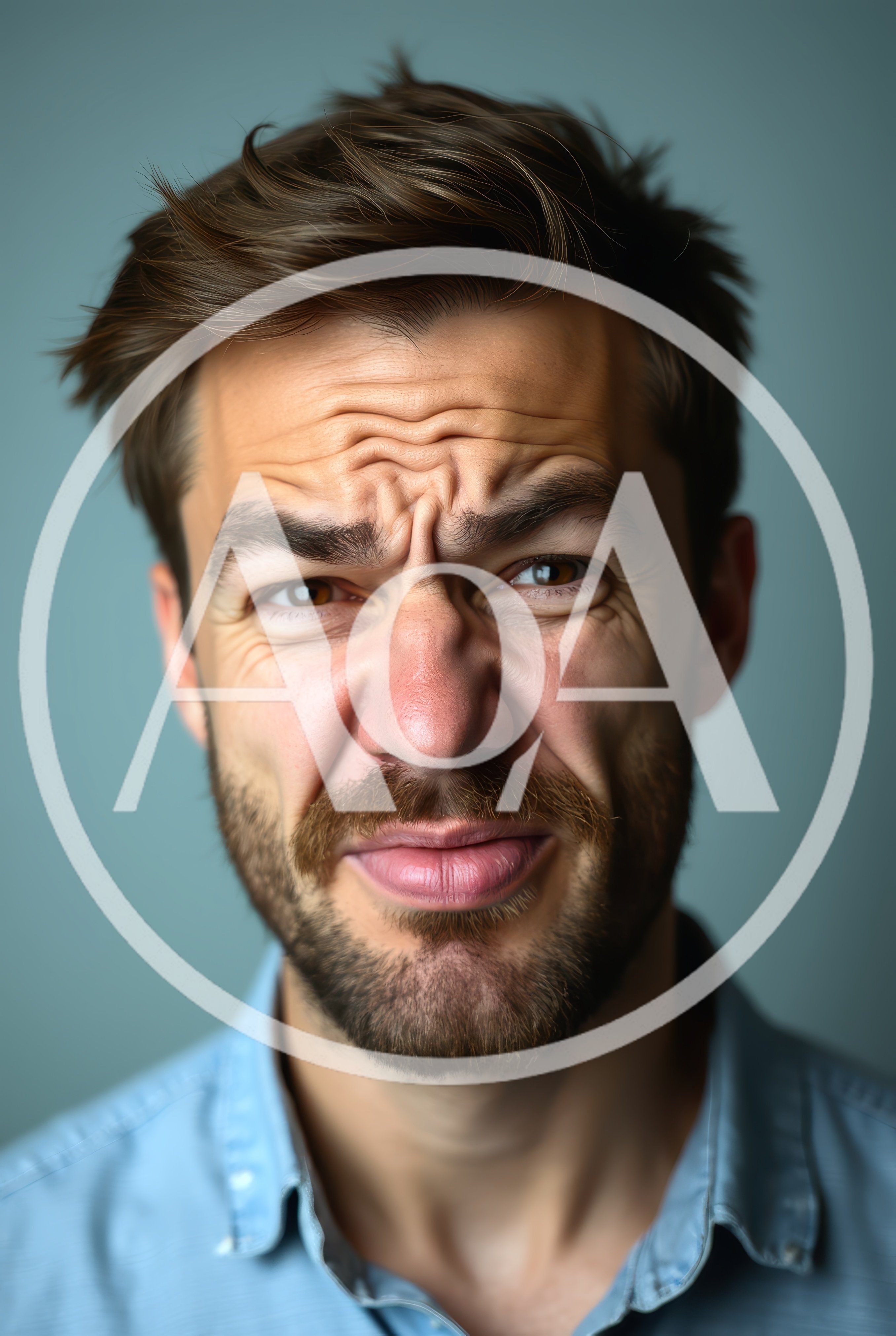 Close Up Portrait Of A Man Making A Disgusted Face