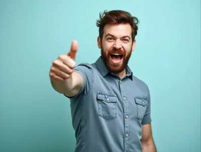 Excited Man Giving A Thumbs Up Gesture
