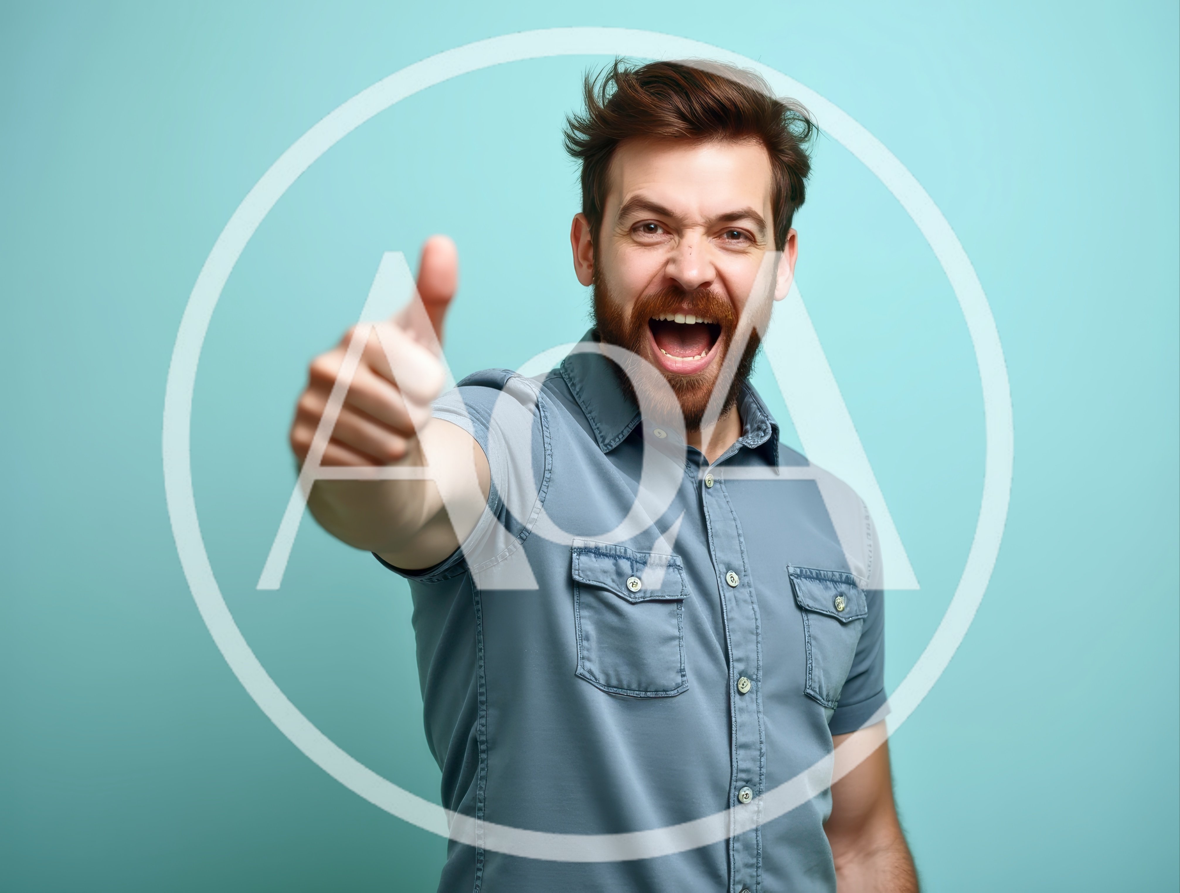 Excited Man Giving A Thumbs Up Gesture