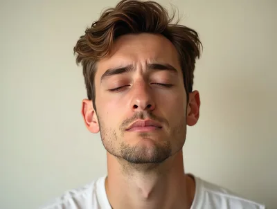 Portrait Of A Young Man With Eyes Closed
