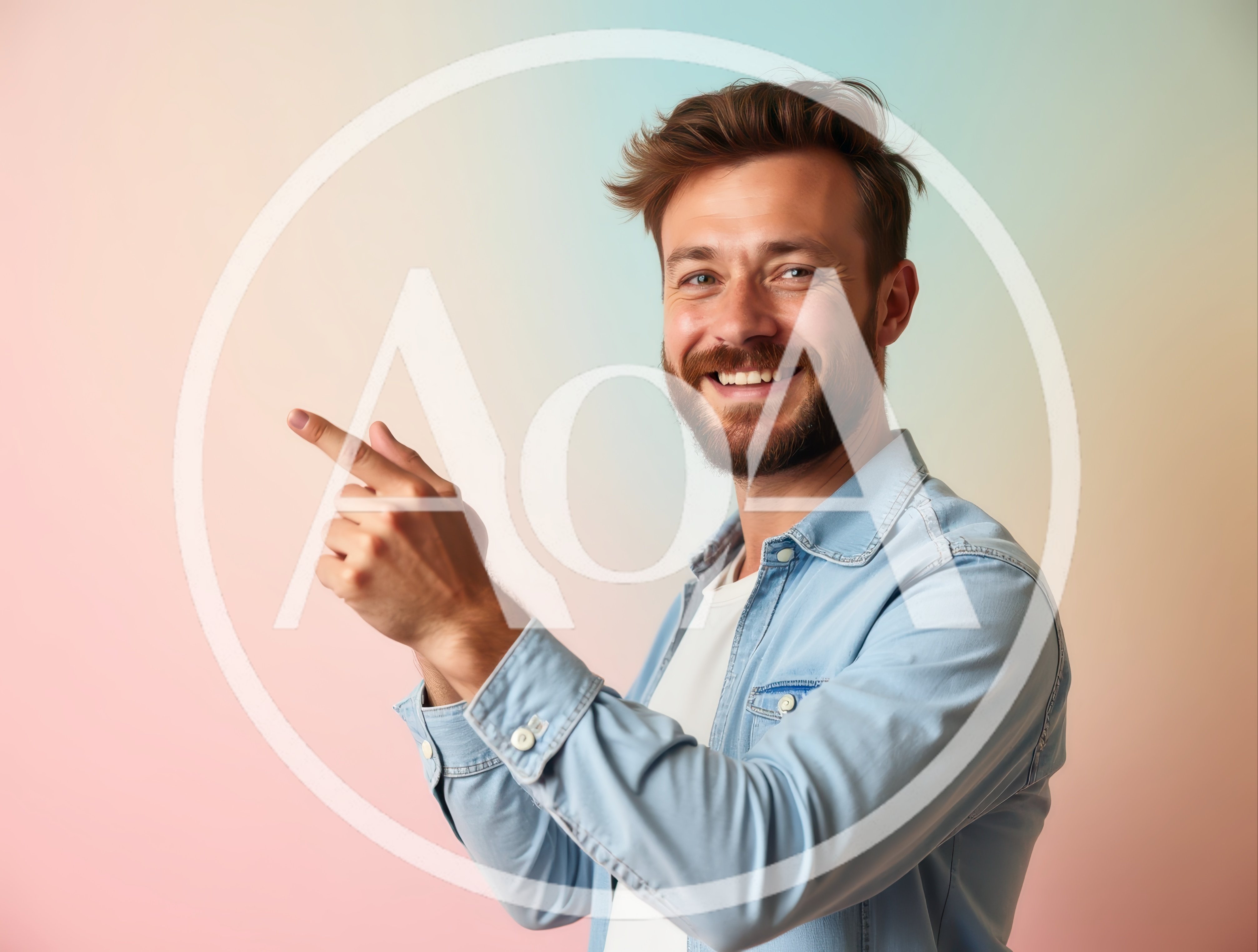 Smiling Man Pointing To The Side