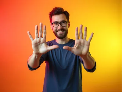 Young Man Showing Both Hands With Open Palms