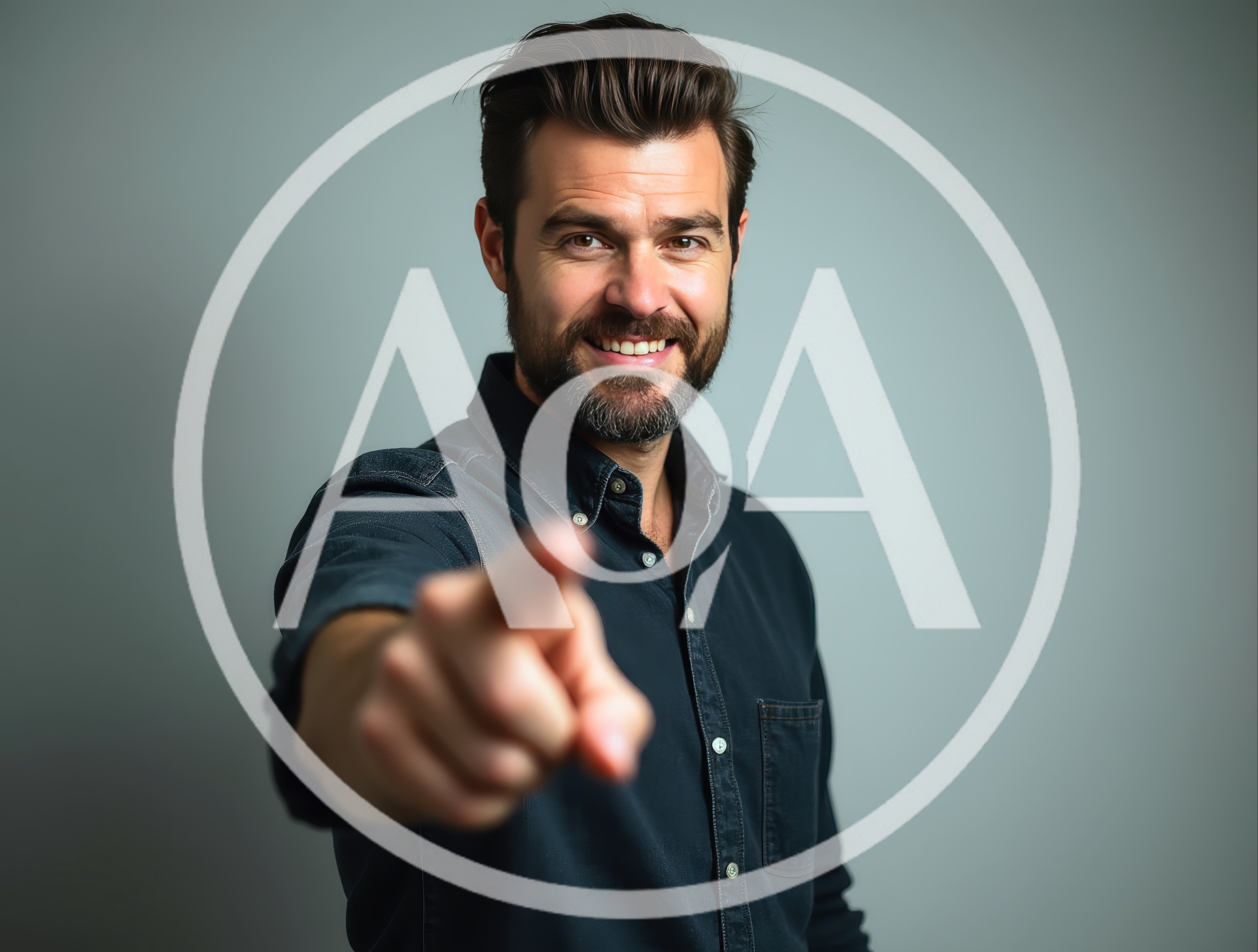 Smiling Man Pointing Directly At Camera
